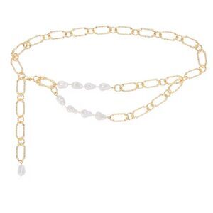 REVOLVE PETIT MOMENTS Mila Chain Belt in Gold with Layered Faux Baroque Pearls